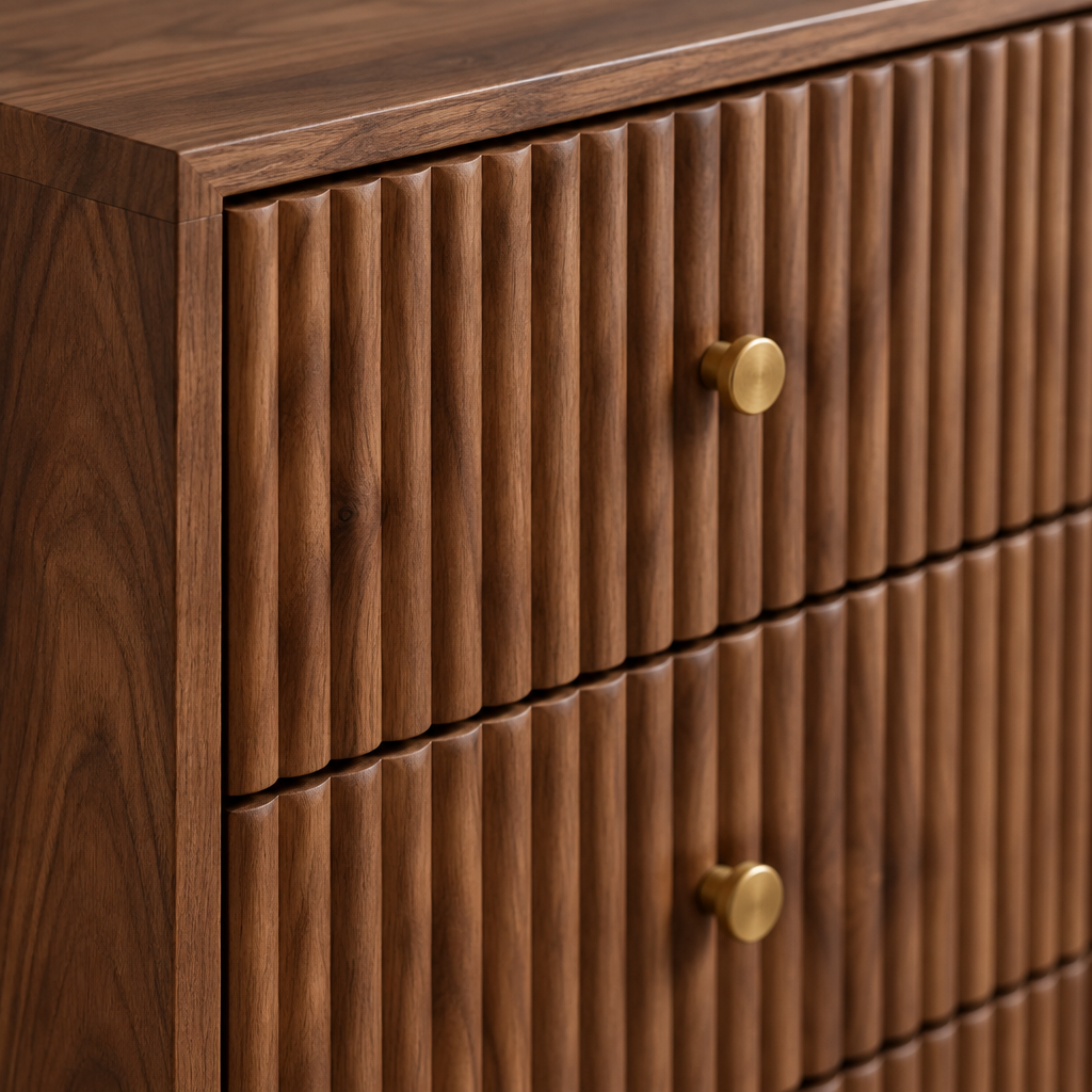 Arden Fluted Dresser wood grain close-up