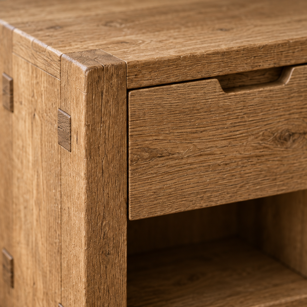 Basalt Block Nightstand wood grain close-up