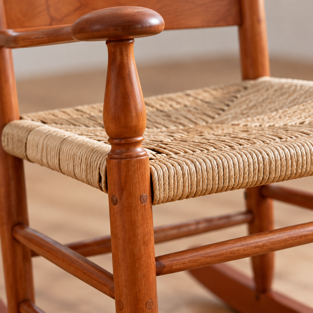 Linden Shaker Rocking Chair wood grain close-up