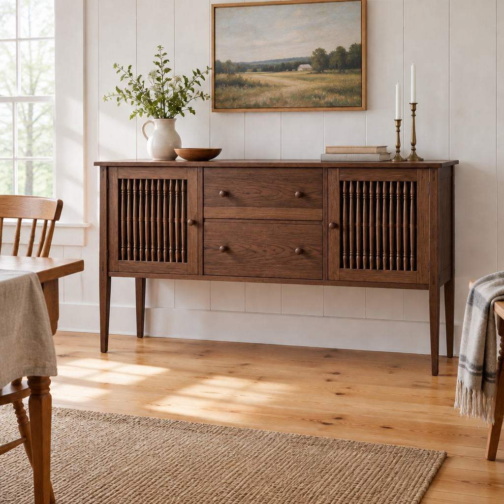 Linden Spindle Sideboard in Walnut finish