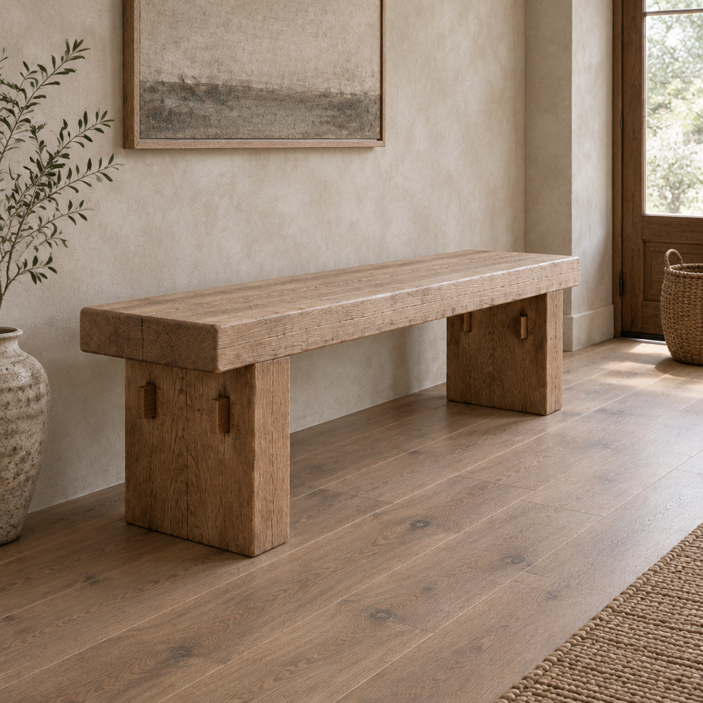Basalt Solid Oak Bench side view