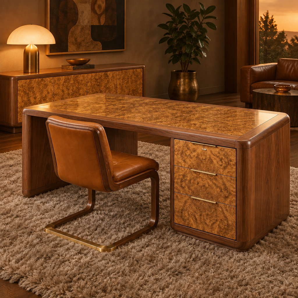 Sable Walnut Executive Desk in Natural Walnut finish