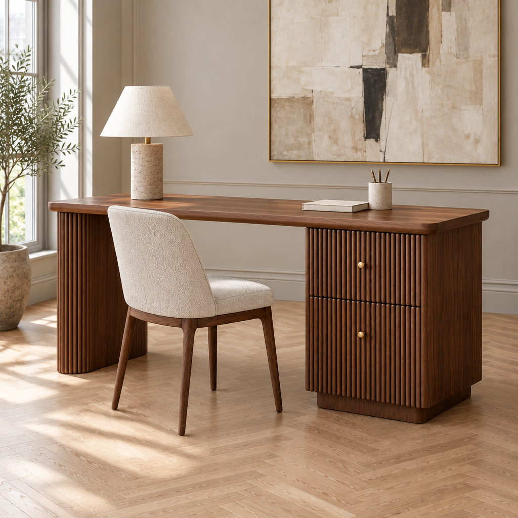 Arden Fluted Writing Desk side view
