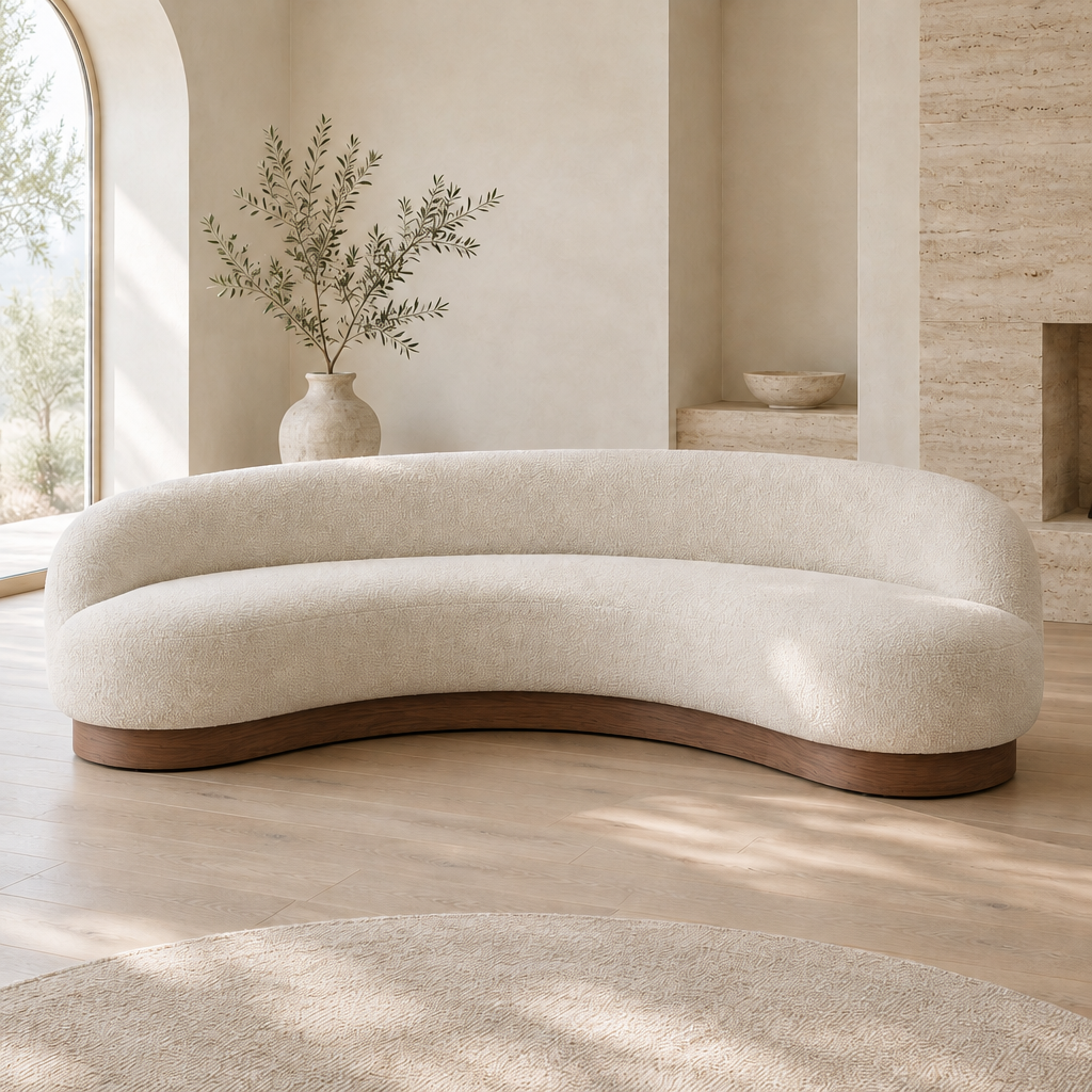 Cove Curved Sofa in Walnut finish
