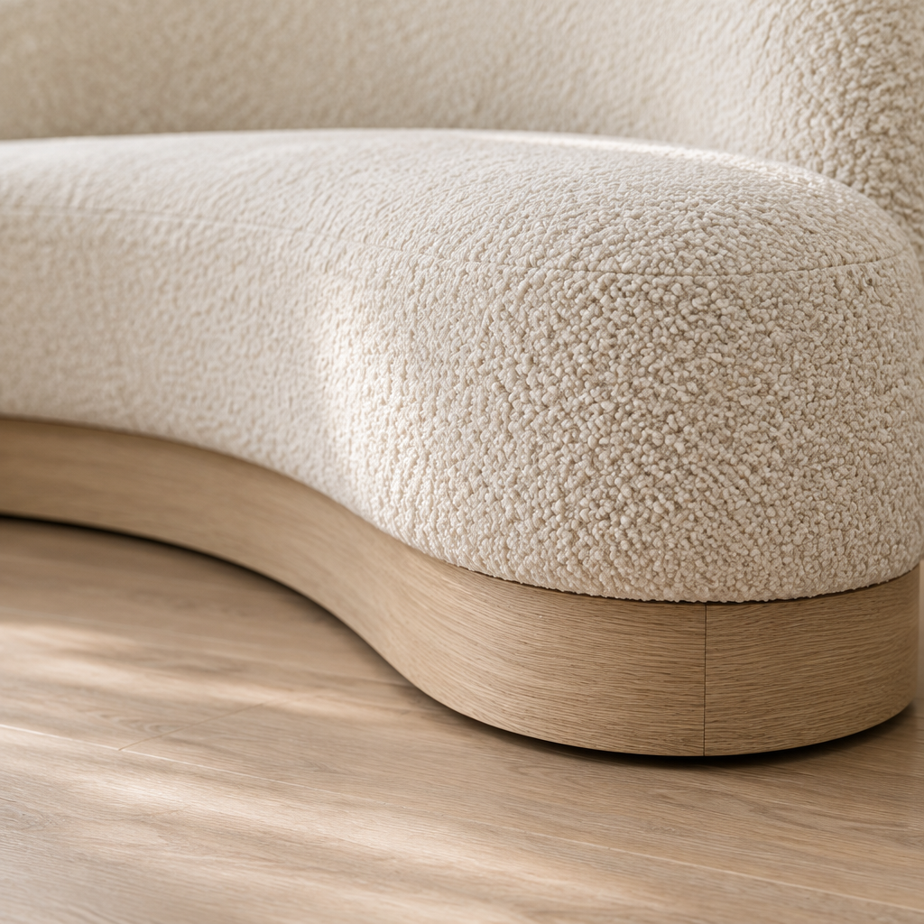 Cove Curved Sofa wood grain close-up