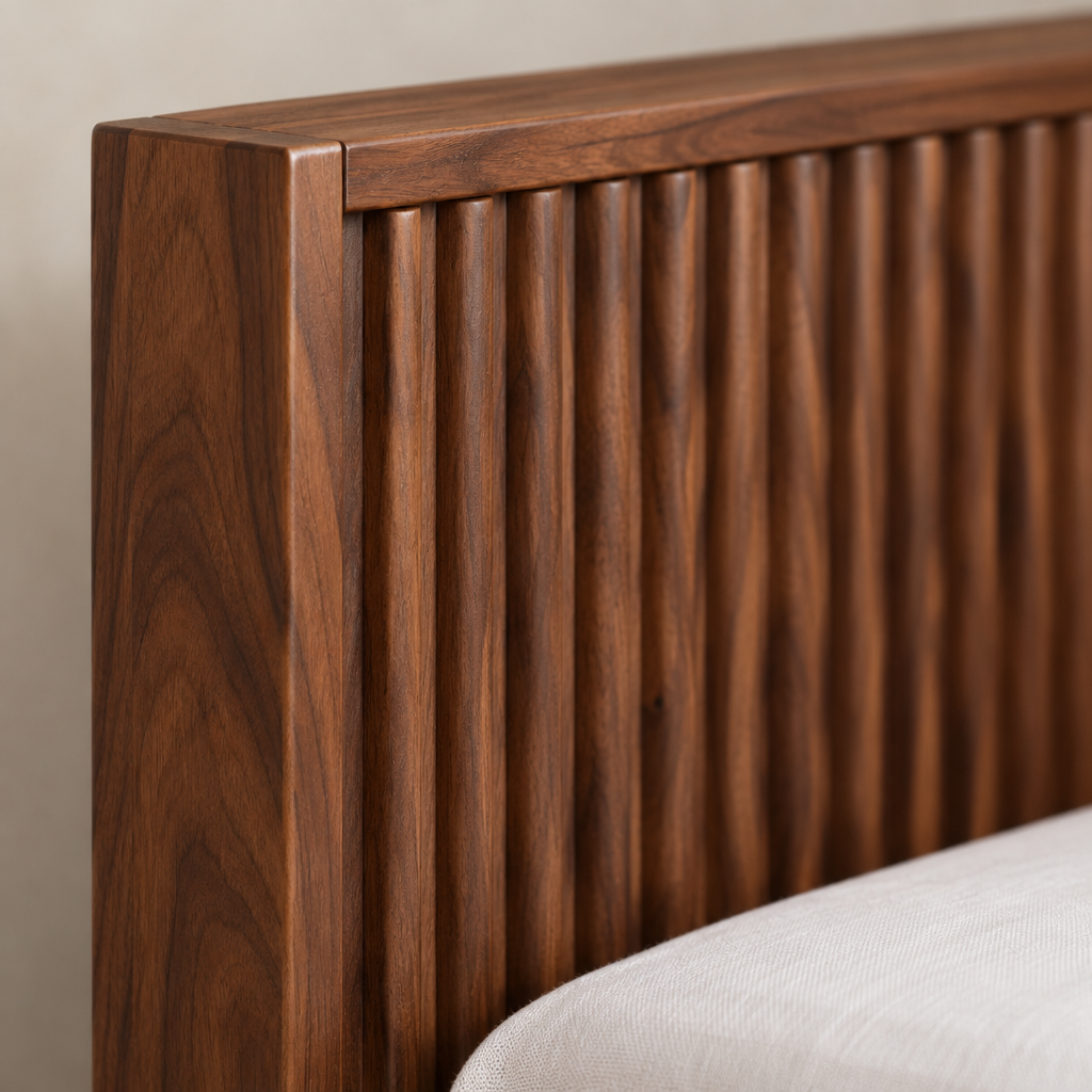 Arden Fluted Headboard Bed wood grain close-up