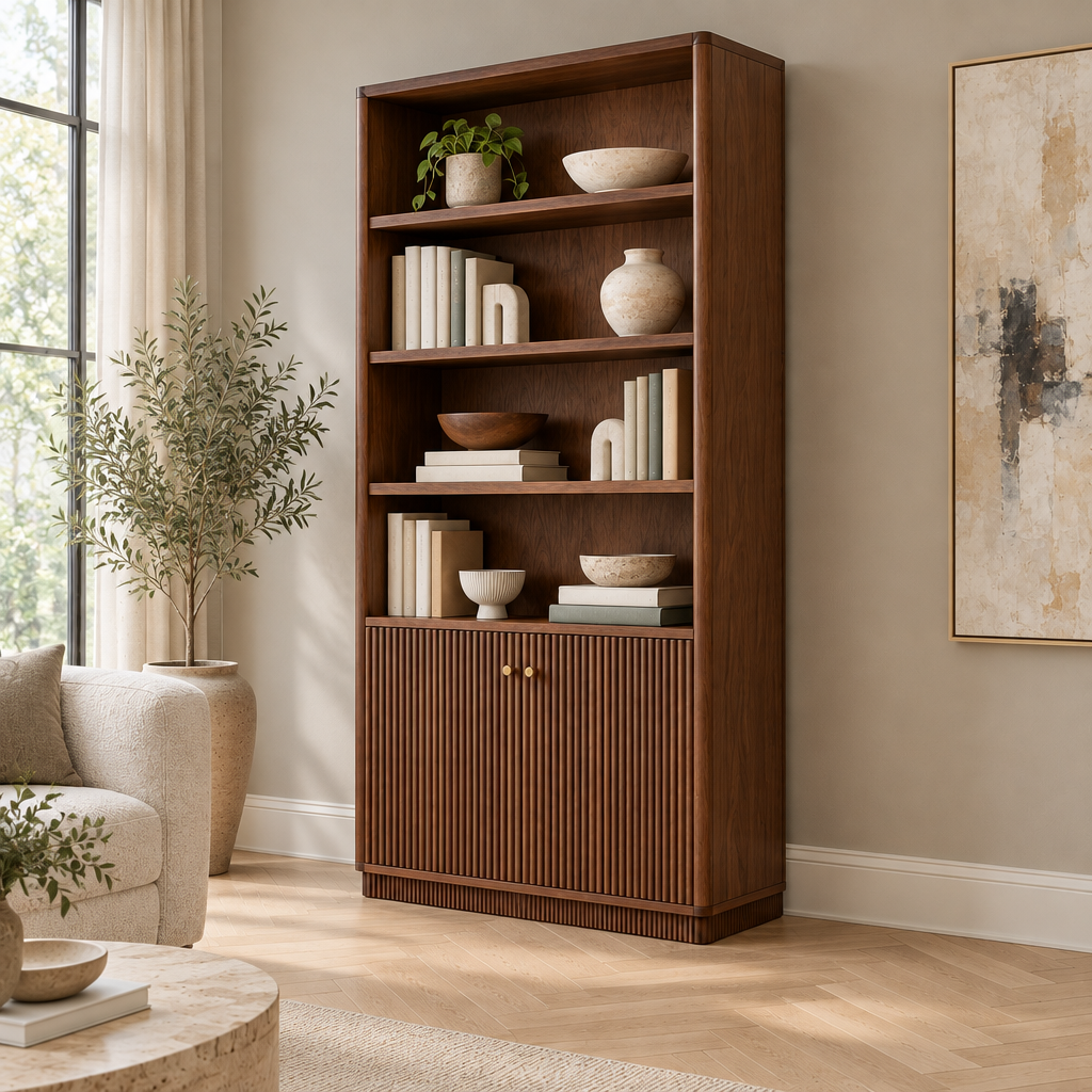 Arden Fluted Bookshelf side view