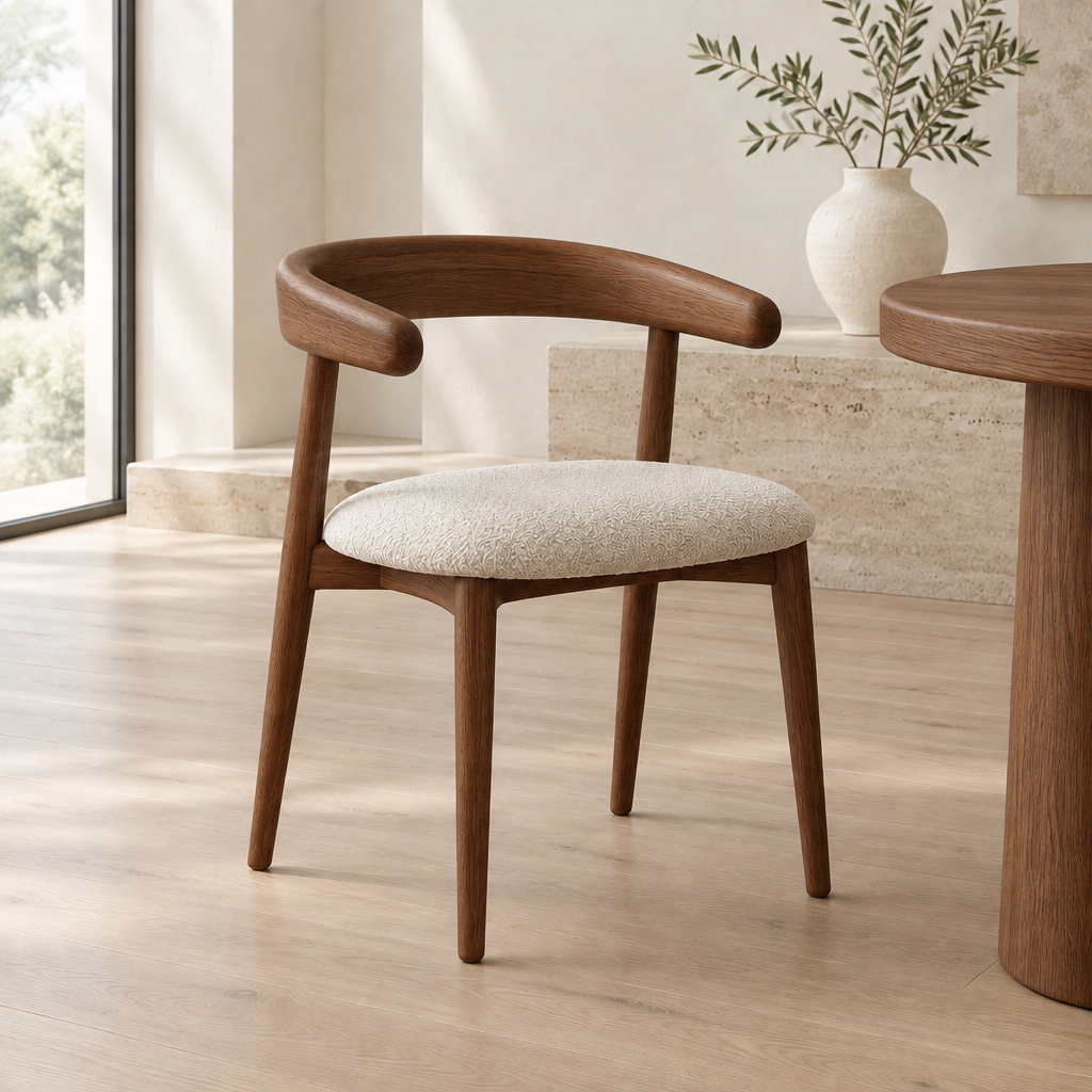 Cove Curved Back Dining Chair in Walnut finish