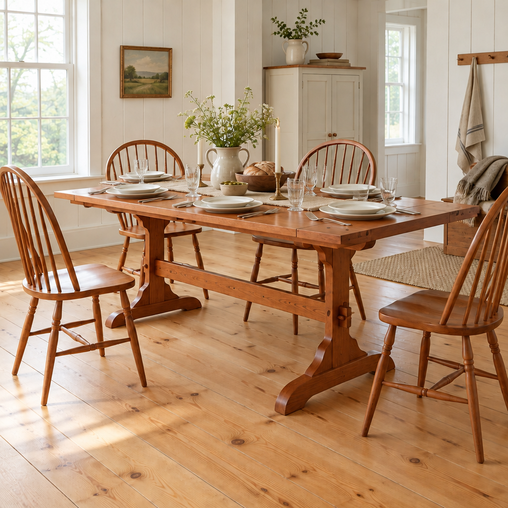 Linden Shaker Trestle Dining Table in use