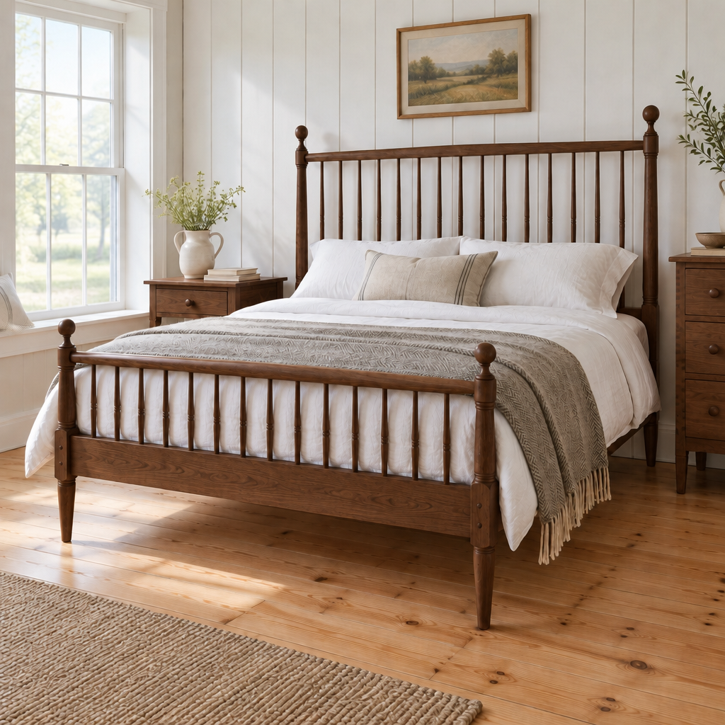 Linden Shaker Spindle Bed in Walnut finish