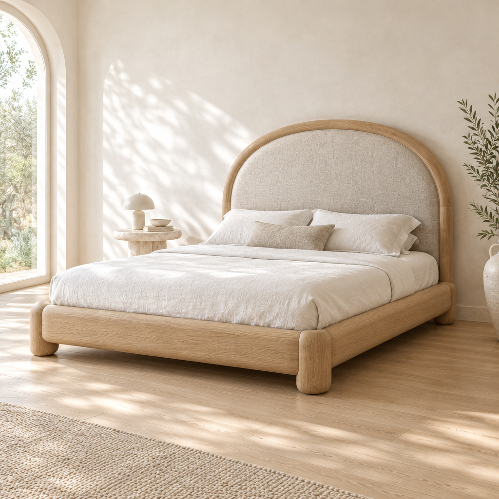 Cove Arched Upholstered Bed side view