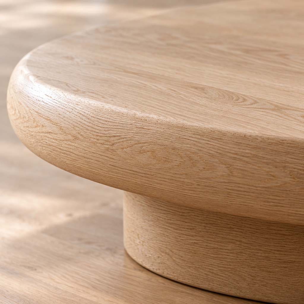 Cove Oval Coffee Table wood grain close-up