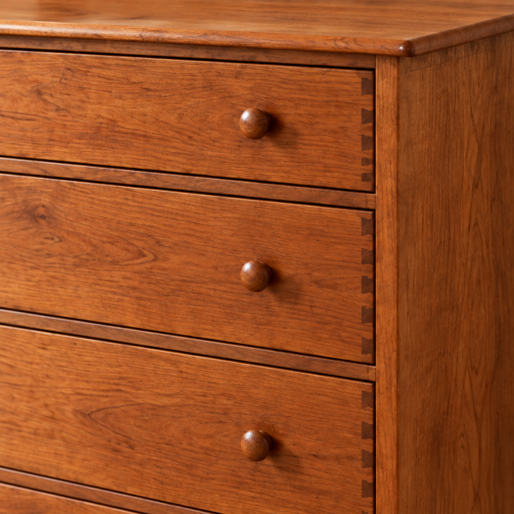 Linden Shaker Four-Drawer Dresser wood grain close-up