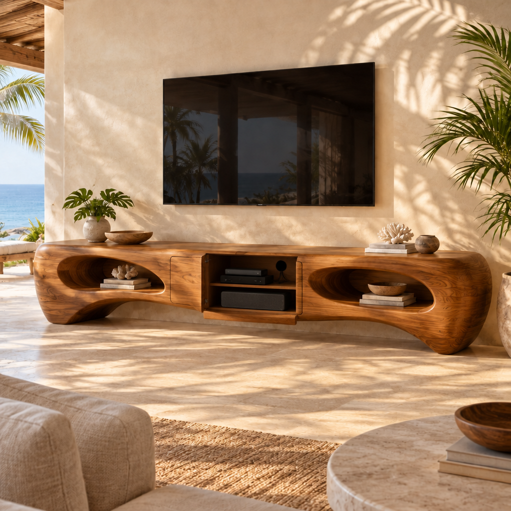 Solana Lagoon Sculpted Media Console in use