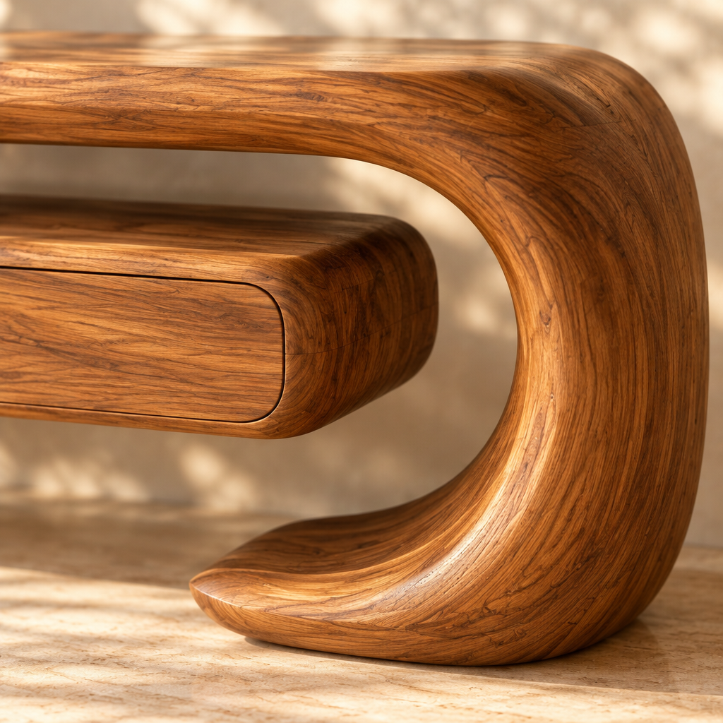 Solana Ribbon Loop Double Vanity teak grain close-up