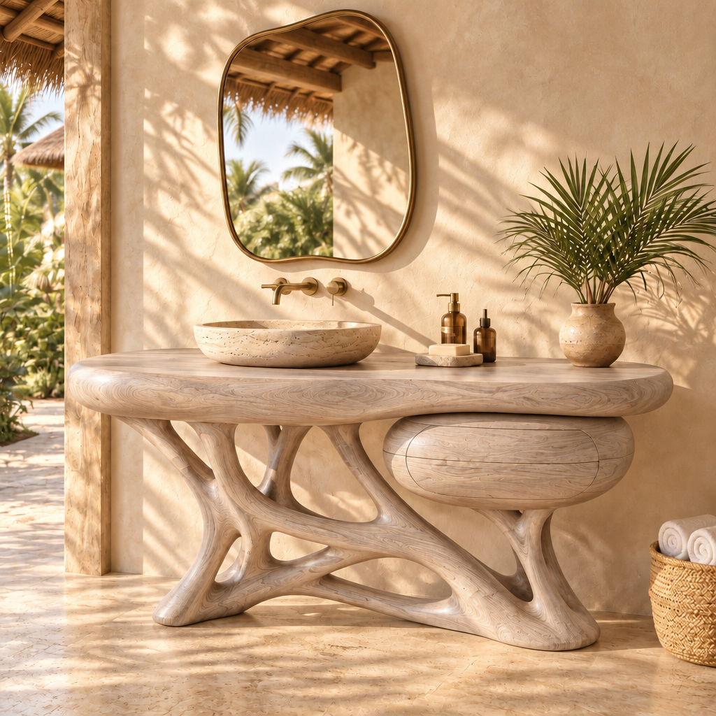 Solana Coral Base Vanity in Whitewashed Teak finish