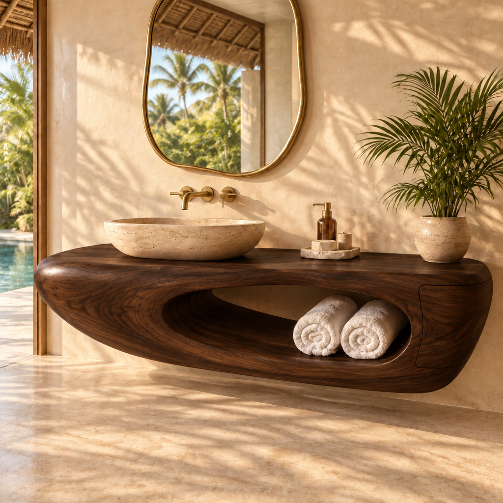 Solana Sea-Cave Vanity in Dark Teak finish