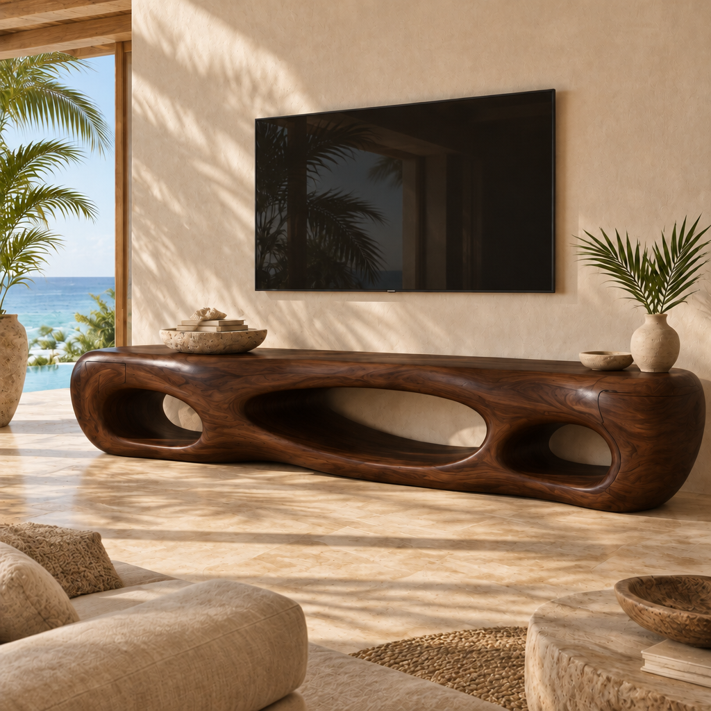 Solana Sea-Cave Media Console in Dark Teak finish
