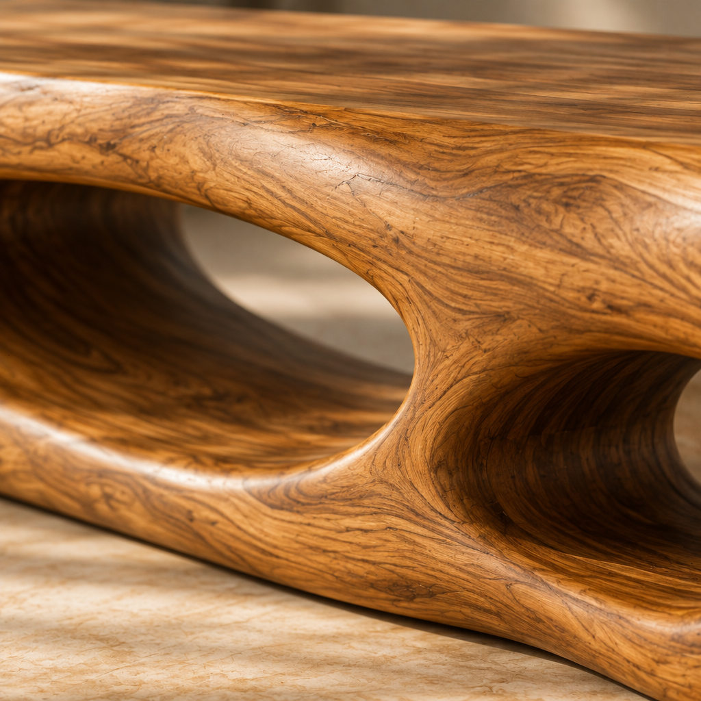 Solana Sea-Cave Media Console teak grain close-up