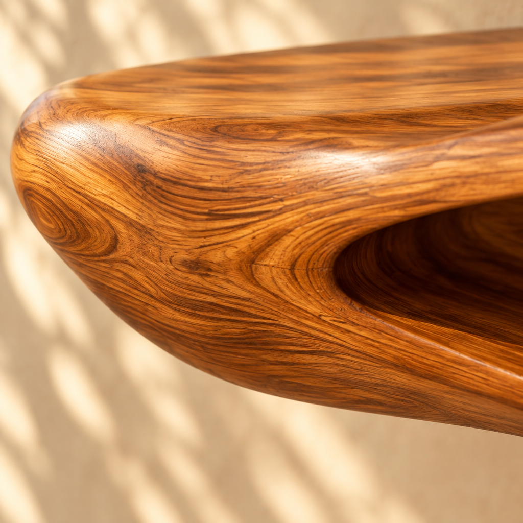 Solana Seed-Pod Vanity teak grain close-up