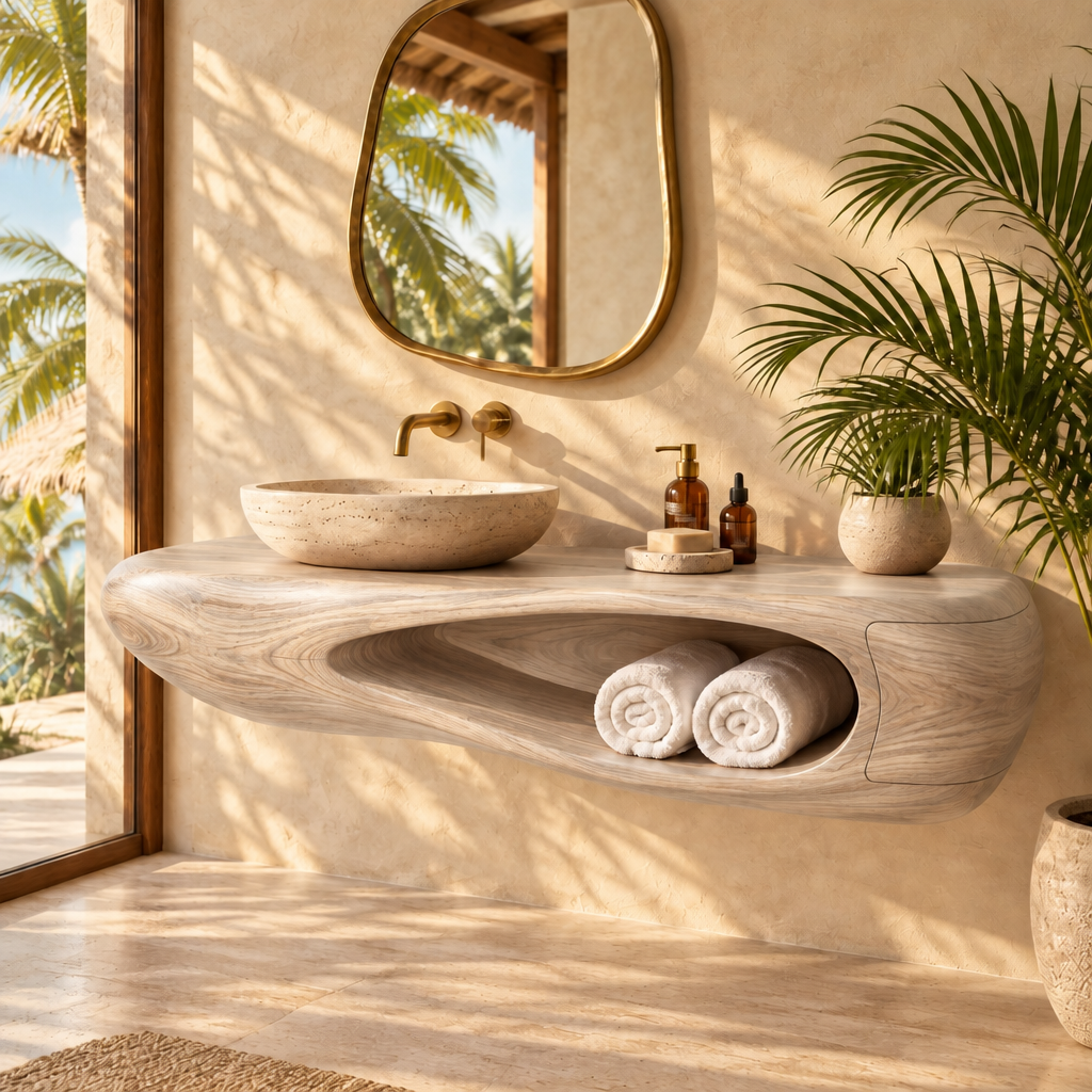 Solana Seed-Pod Vanity in Whitewashed Teak finish