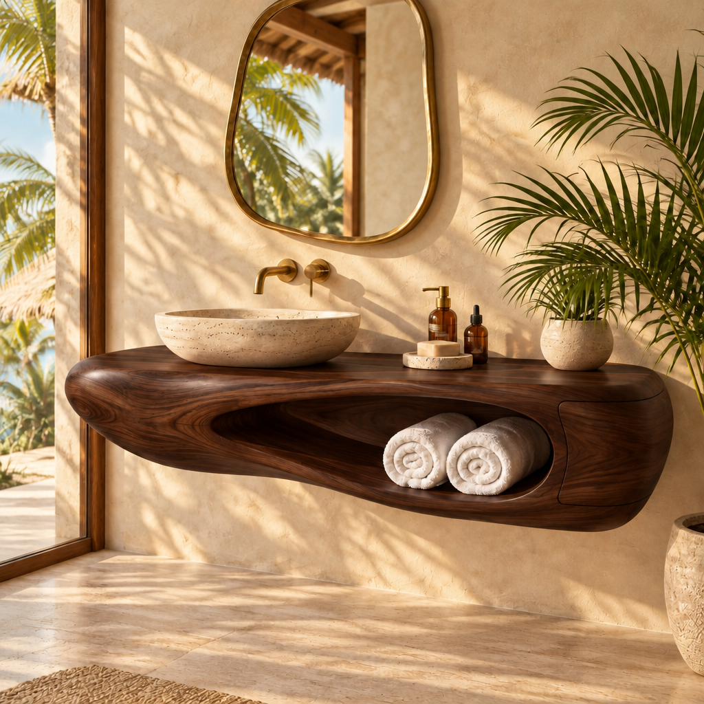 Solana Seed-Pod Vanity in Dark Teak finish