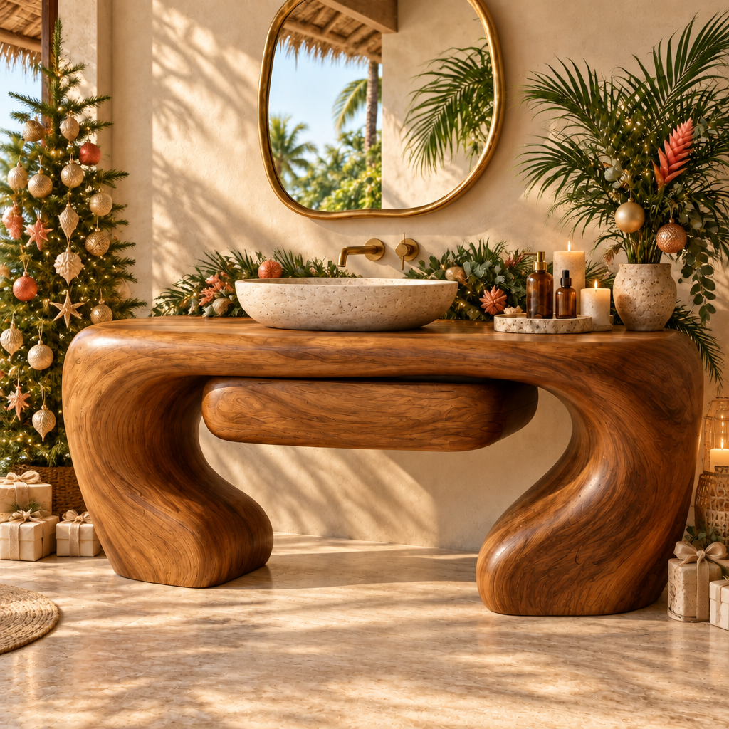 Solana Swell Arch Vanity styled for the holidays