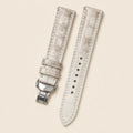 Himalayan White Alligator Leather Watch Strap leather watch strap, flat lay