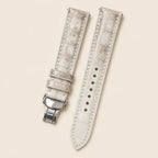 Himalayan White Alligator Leather Watch Strap leather watch strap, flat lay