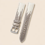 Himalayan White Lizard Leather Watch Strap leather watch strap, flat lay