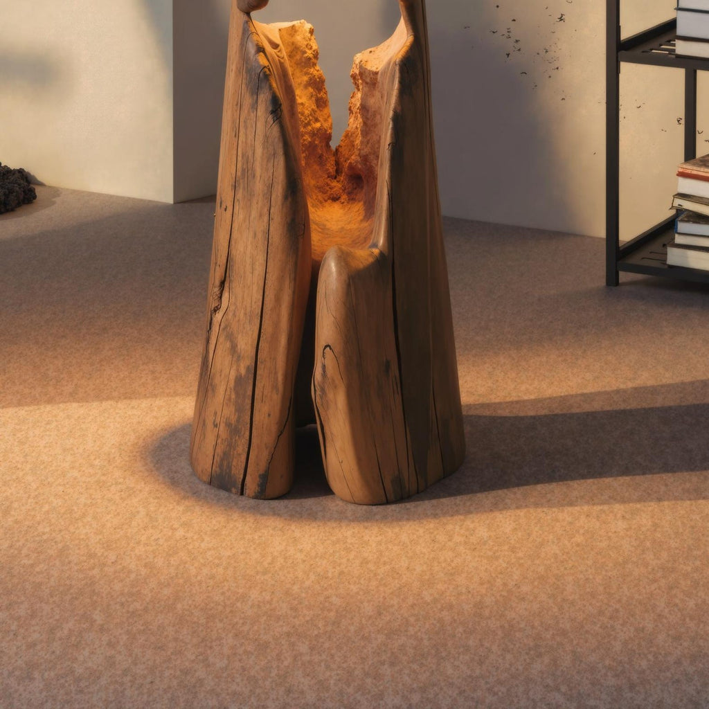 Rustic Hollowed Log Wooden Floor Lamp for Living Room and Bedroom - view 2