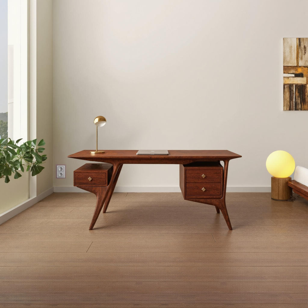Mid-Century Solid Oak Desk for Home Office and Study - view 2