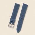 Jean Blue Suede Leather Watch Strap leather watch strap, flat lay
