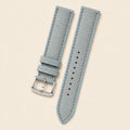 Light Blue Gray Canvas Watch Strap leather watch strap, flat lay