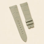Light Gray Alligator Leather Watch Strap leather watch strap, flat lay