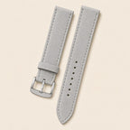 Light Gray Suede Leather Watch Strap leather watch strap, flat lay