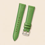 Light Green Lizard Leather Watch Strap leather watch strap, flat lay