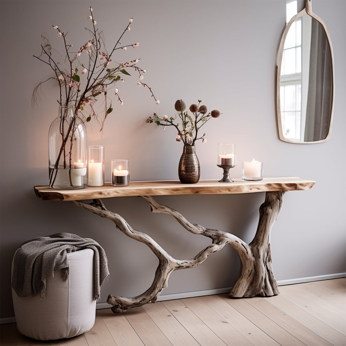Live Edge Solid Wood Console Side Table with Floating Top - view 2