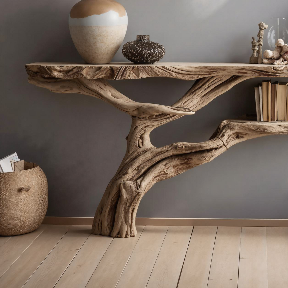 Farmhouse Wood Hallway Console Table with Solid Frame - view 3