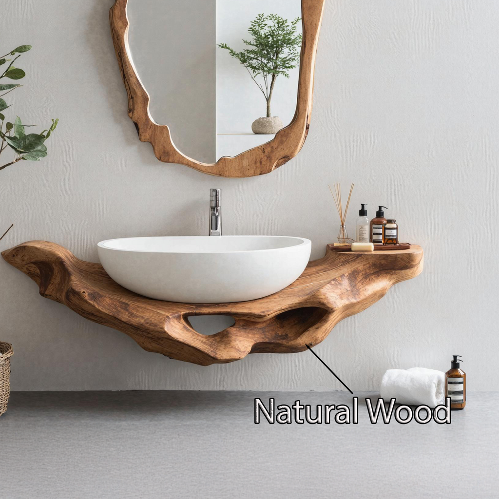 Low-Profile Live Edge Floating Vanity Shelf for Small Bathrooms - view 5