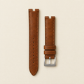 Whiskey brown Pueblo leather center-notched watch strap, long and short piece, silver buckle