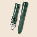 Medium Army Green Shell Cordovan Leather Watch Strap leather watch strap, flat lay