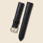 Midnight Blue Alligator Leather Watch Strap leather watch strap, flat lay