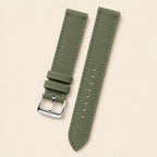 Moss Green Canvas Watch Strap leather watch strap, flat lay