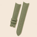 Moss Green Lizard Leather Watch Strap leather watch strap, flat lay