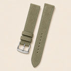Moss Suede Leather Watch Strap leather watch strap, flat lay