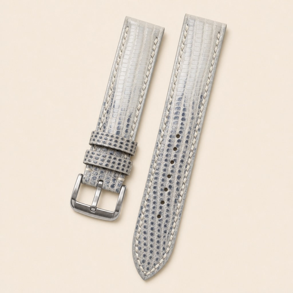 Natural Lizard Leather Watch Strap leather watch strap, flat lay