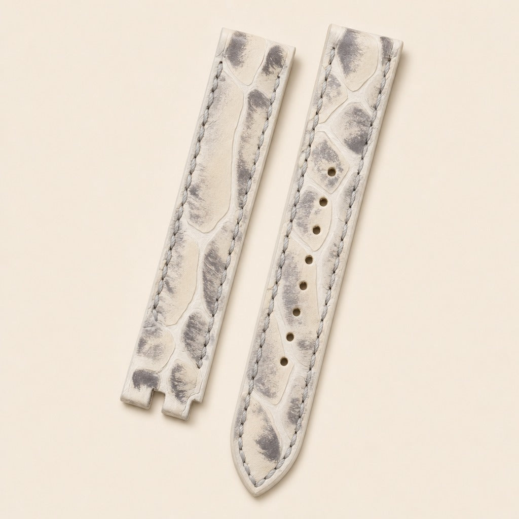 Natural Python Leather Watch Strap leather watch strap, flat lay