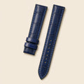 Navy Blue Alligator Leather Watch Strap leather watch strap, flat lay