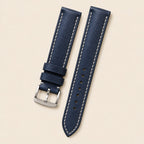 Navy Blue Babele Leather Watch Strap leather watch strap, flat lay